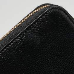 Prada Black Vitello Diano Leather Zip Around Continental Wallet