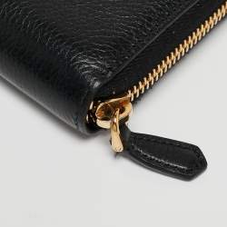 Prada Black Vitello Diano Leather Zip Around Continental Wallet