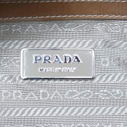 Pre Owned Prada Brown Nylon and Leather Zip Satchel