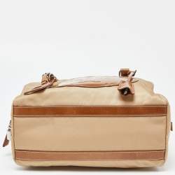 Pre Owned Prada Brown Nylon and Leather Zip Satchel