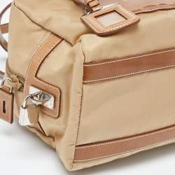 Pre Owned Prada Brown Nylon and Leather Zip Satchel