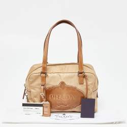 Pre Owned Prada Brown Nylon and Leather Zip Satchel