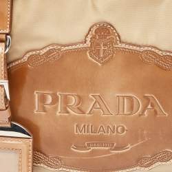 Pre Owned Prada Brown Nylon and Leather Zip Satchel