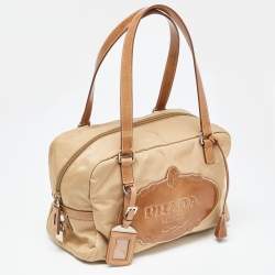 Pre Owned Prada Brown Nylon and Leather Zip Satchel
