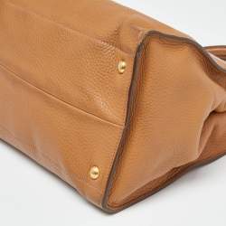 Pre Owned Prada Brown Vitello Daino Leather Tote