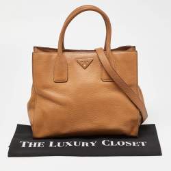 Pre Owned Prada Brown Vitello Daino Leather Tote