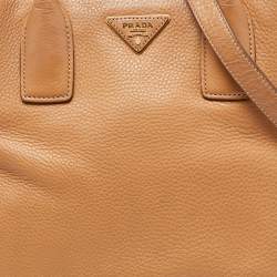 Pre Owned Prada Brown Vitello Daino Leather Tote