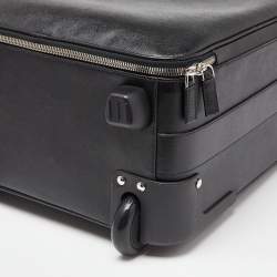 Pre Owned Prada Black Saffiano Leather Travel Rolling Trolley Luggage