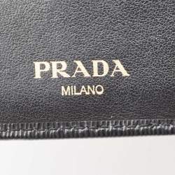Prada Black Vitello Move Leather French Compact Wallet