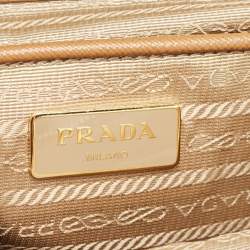 Pre Owned Prada Brown Saffiano Lux Leather Large Double Zip Tote