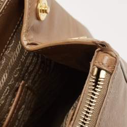 Pre Owned Prada Brown Saffiano Lux Leather Large Double Zip Tote