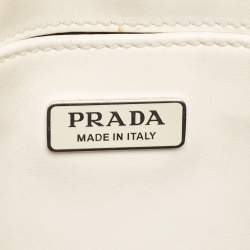 Pre Owned Prada White Brushed Leather Cleo Shoulder Bag