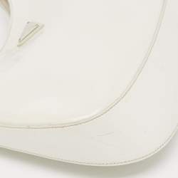 Pre Owned Prada White Brushed Leather Cleo Shoulder Bag