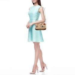 Pre Owned Prada Brown Suede,Wool and Mesh Flap Shoulder Bag