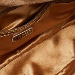 Pre Owned Prada Brown Suede,Wool and Mesh Flap Shoulder Bag