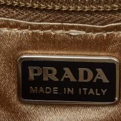 Pre Owned Prada Brown Suede,Wool and Mesh Flap Shoulder Bag