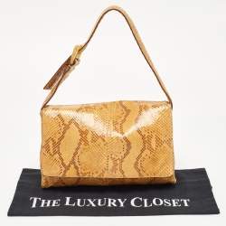 Pre Owned Prada Beige Python Flap Shoulder Bag