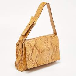 Pre Owned Prada Beige Python Flap Shoulder Bag