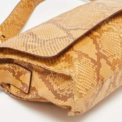 Pre Owned Prada Beige Python Flap Shoulder Bag