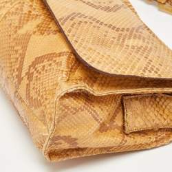 Pre Owned Prada Beige Python Flap Shoulder Bag