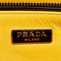 Prada Black/Yellow Box Leather Turnlock Satchel