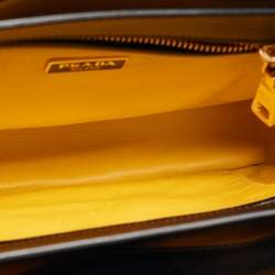 Prada Black/Yellow Box Leather Turnlock Satchel