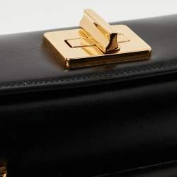 Prada Black/Yellow Box Leather Turnlock Satchel