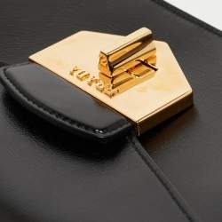 Prada Black/Yellow Box Leather Turnlock Satchel
