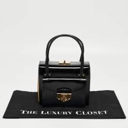 Prada Black/Yellow Box Leather Turnlock Satchel