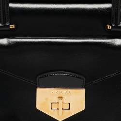 Prada Black/Yellow Box Leather Turnlock Satchel