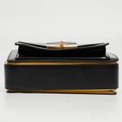 Prada Black/Yellow Box Leather Turnlock Satchel