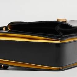 Prada Black/Yellow Box Leather Turnlock Satchel