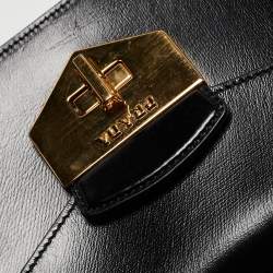 Prada Black/Yellow Box Leather Turnlock Satchel