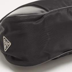 Pre Owned Prada Black Nylon Tessuto and Leather Baguette Bag