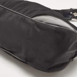 Pre Owned Prada Black Nylon Tessuto and Leather Baguette Bag