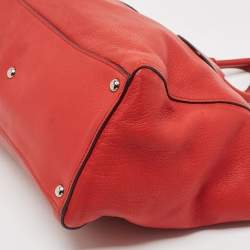 Prada Red Leather Shopper Tote