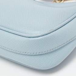 Pre Owned Prada Light Blue Saffiano Lux Leather Mini Re-Edition Pochette Bag