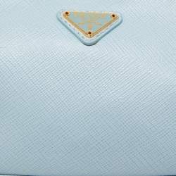 Pre Owned Prada Light Blue Saffiano Lux Leather Mini Re-Edition Pochette Bag