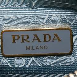 Pre Owned Prada Light Blue Saffiano Lux Leather Mini Re-Edition Pochette Bag