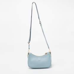 Pre Owned Prada Light Blue Saffiano Lux Leather Mini Re-Edition Pochette Bag