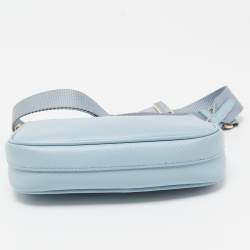 Prada Light Blue Saffiano Lux Leather Mini Re-Edition Pochette Bag