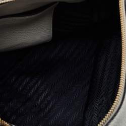 Pre Owned Prada White Vitello Daino Leather Boston Bag