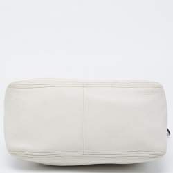 Pre Owned Prada White Vitello Daino Leather Boston Bag