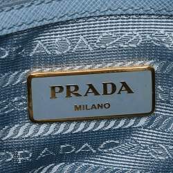 Prada Light Blue Saffiano Lux Leather Small Promenade Satchel
