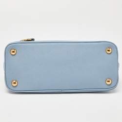 Prada Light Blue Saffiano Lux Leather Small Promenade Satchel