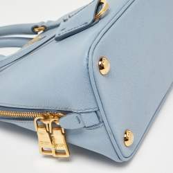 Prada Light Blue Saffiano Lux Leather Small Promenade Satchel
