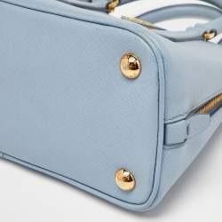 Prada Light Blue Saffiano Lux Leather Small Promenade Satchel
