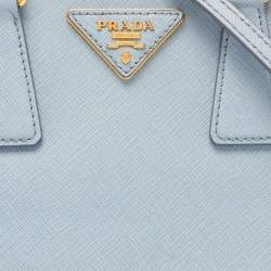Prada Light Blue Saffiano Lux Leather Small Promenade Satchel