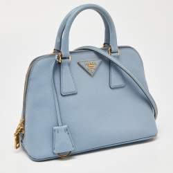 Prada Light Blue Saffiano Lux Leather Small Promenade Satchel