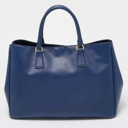 Pre Owned Prada Navy Blue Saffiano Lux Leather Large Gardener's Tote